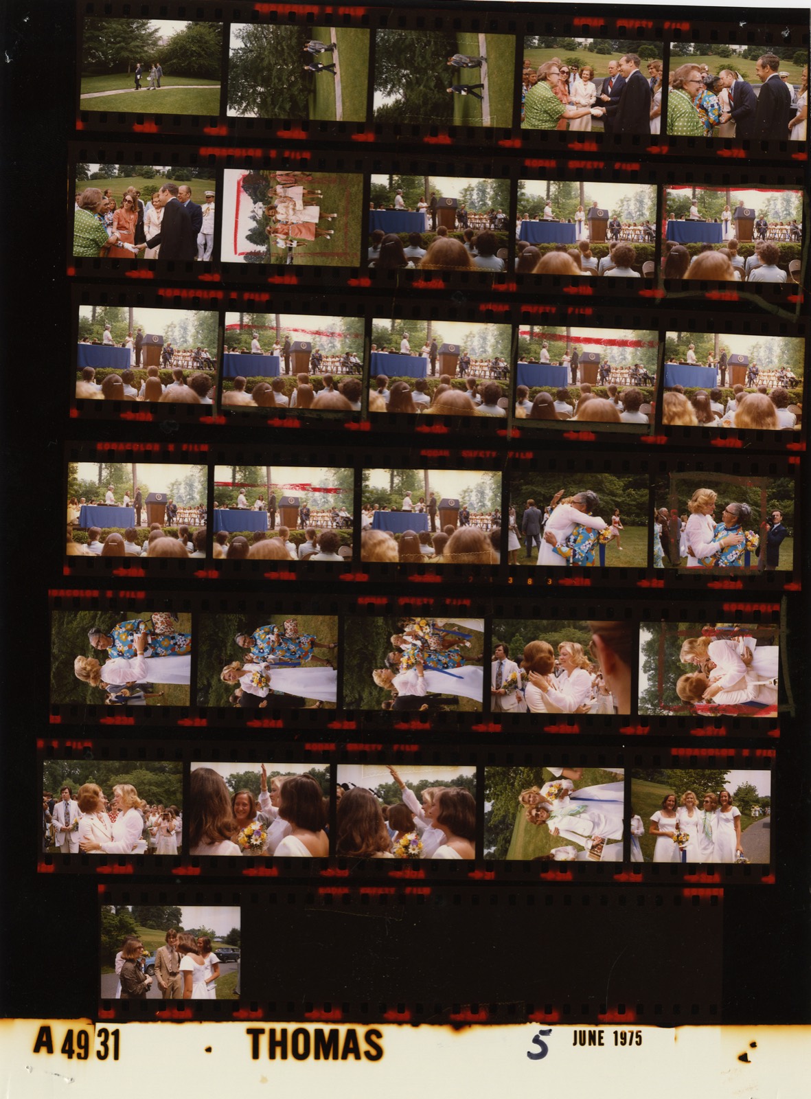 Film contact sheet of a graduation ceremony